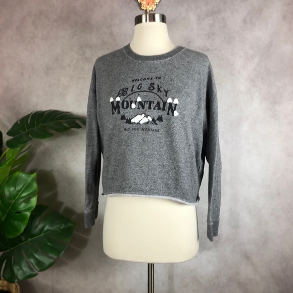Madewell Big Sky Cutoff Sweatshirt Heather Gravel - Picture 1 of 8